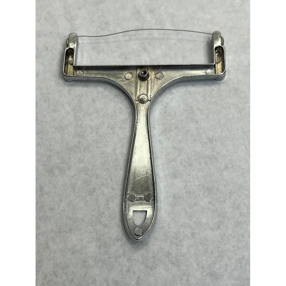 Vintage Chrome Metal Wire Cheese Slicer Handheld Kitchen Tool Retro Silver